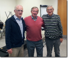 October 2012 - Roddy Moran gratefully passes on the baton of CHAIR to the Tony team - Tony Conway (In-coming Chairman) and Tony McNulty (In-coming Vice-Chairman)